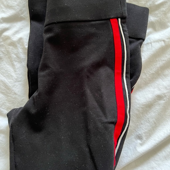 Zara leggings black with red and white stripes on the side high rise - Picture 3 of 4
